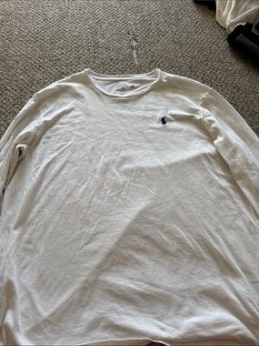 Ralph Lauren White Long Sleeve Crewneck with Polo Pony Logo